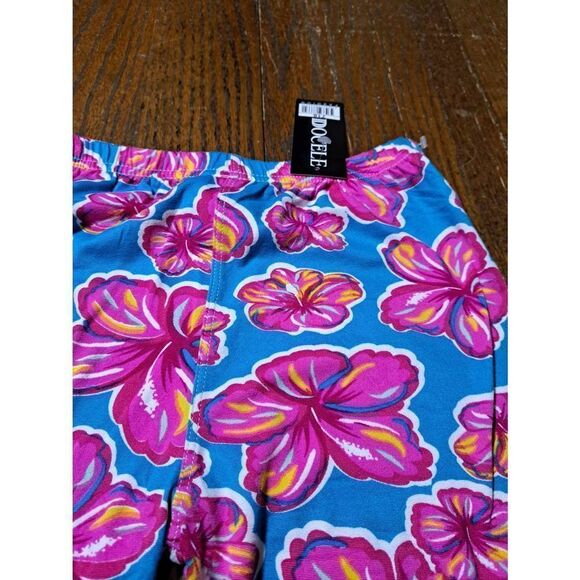 New One Size THREE Pair Docele Floral Casual Athletic Bike Workout Shorts - Picture 3 of 5